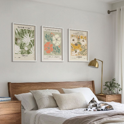 Billedsæt til soveværelset Blomstermotiver fra byer rundt om i verden