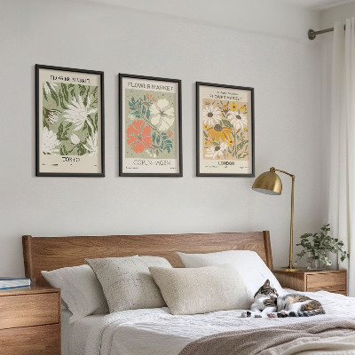 Billedsæt til soveværelset Blomstermotiver fra byer rundt om i verden