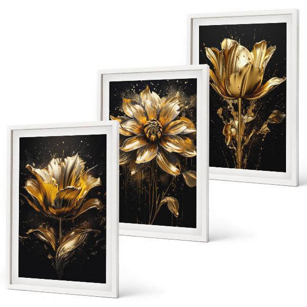 Billedvæg inspiration Gule blomster på en mørk baggrund