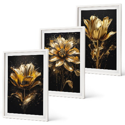 Billedvæg inspiration Gule blomster på en mørk baggrund