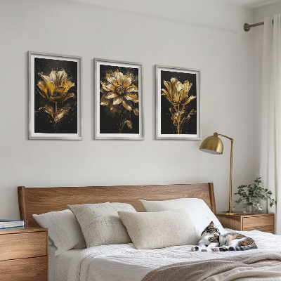 Billedvæg inspiration Gule blomster på en mørk baggrund