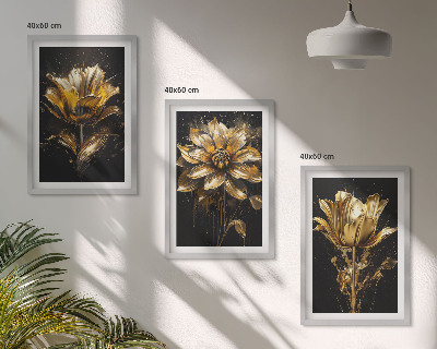 Billedvæg inspiration Gule blomster på en mørk baggrund