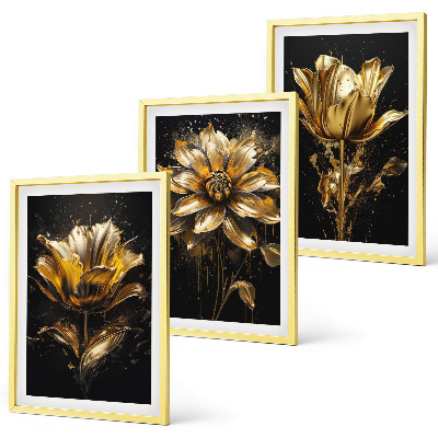 Billedvæg inspiration Gule blomster på en mørk baggrund