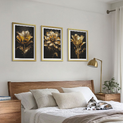 Billedvæg inspiration Gule blomster på en mørk baggrund