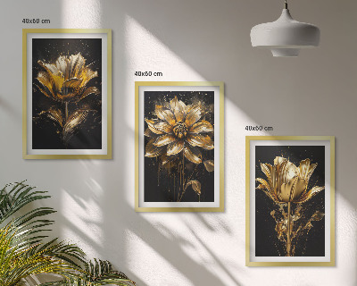 Billedvæg inspiration Gule blomster på en mørk baggrund
