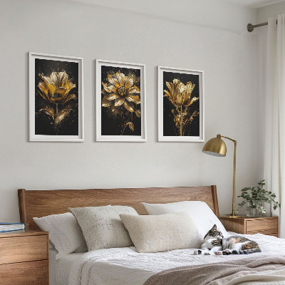 Billedvæg inspiration Gule blomster på en mørk baggrund