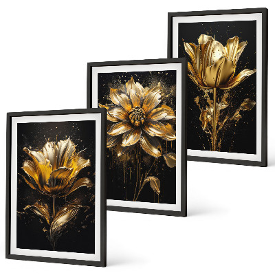 Billedvæg inspiration Gule blomster på en mørk baggrund