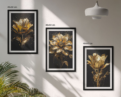 Billedvæg inspiration Gule blomster på en mørk baggrund