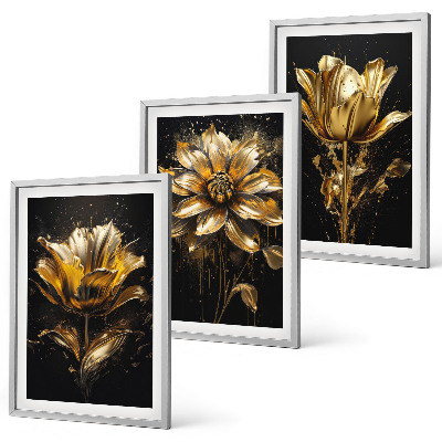 Billedvæg inspiration Gule blomster på en mørk baggrund