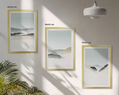 Billedsæt til soveværelset med minimalistiske pastelbjerge