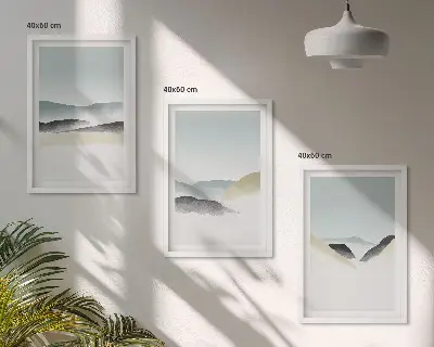 Billedsæt til soveværelset med minimalistiske pastelbjerge