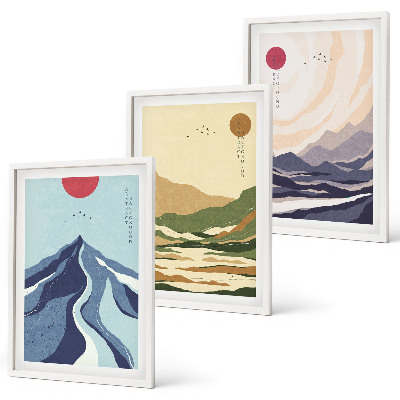 Billedvæg inspiration Pastelbjerge i japansk stil