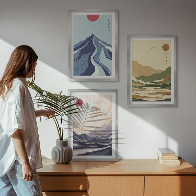 Billedvæg inspiration Pastelbjerge i japansk stil
