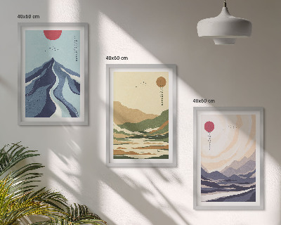 Billedvæg inspiration Pastelbjerge i japansk stil