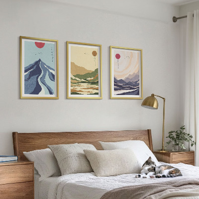 Billedvæg inspiration Pastelbjerge i japansk stil