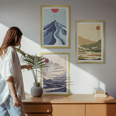Billedvæg inspiration Pastelbjerge i japansk stil