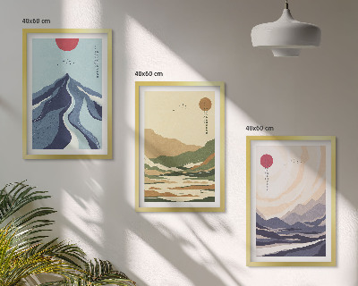 Billedvæg inspiration Pastelbjerge i japansk stil