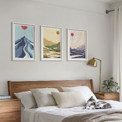 Billedvæg inspiration Pastelbjerge i japansk stil