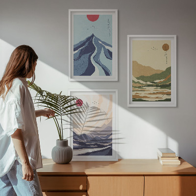 Billedvæg inspiration Pastelbjerge i japansk stil