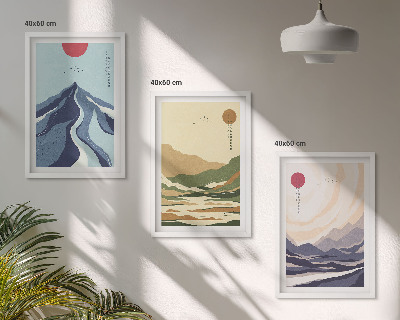 Billedvæg inspiration Pastelbjerge i japansk stil