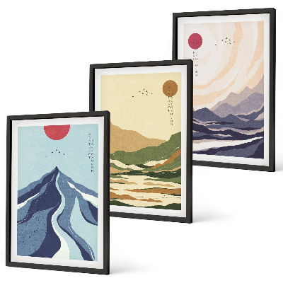 Billedvæg inspiration Pastelbjerge i japansk stil
