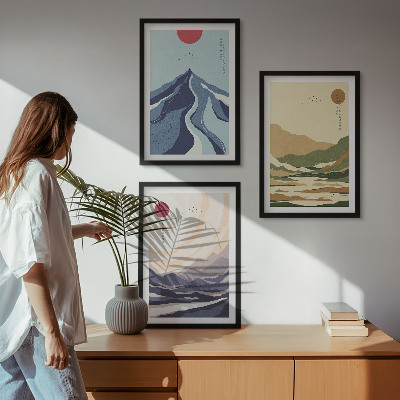 Billedvæg inspiration Pastelbjerge i japansk stil