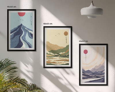 Billedvæg inspiration Pastelbjerge i japansk stil