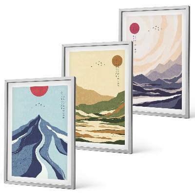 Billedvæg inspiration Pastelbjerge i japansk stil