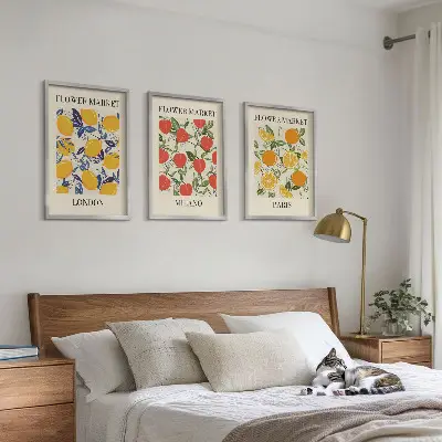 Blomsterplakater til soveværelset billedsæt med bymotiver