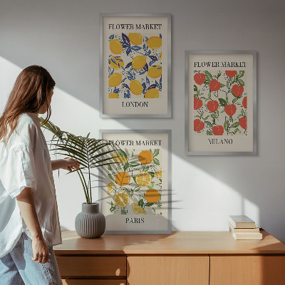 Billedsæt til soveværelset Blomsterplakater i byer