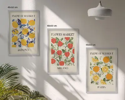 Blomsterplakater til soveværelset billedsæt med bymotiver