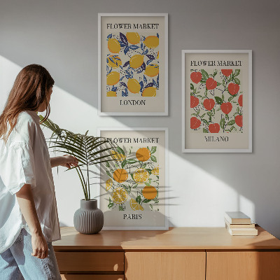 Billedsæt til soveværelset Blomsterplakater i byer