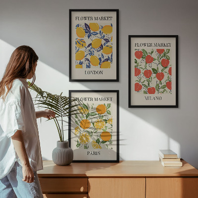 Billedsæt til soveværelset Blomsterplakater i byer