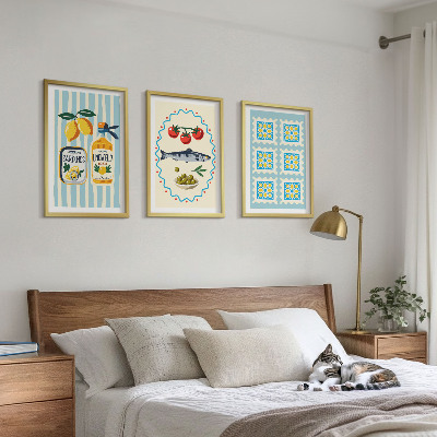 Billedvæg inspiration Illustrationer af køkken i middelhavsstil