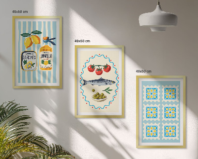 Billedvæg inspiration Illustrationer af køkken i middelhavsstil