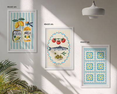 Billedvæg inspiration Illustrationer af køkken i middelhavsstil