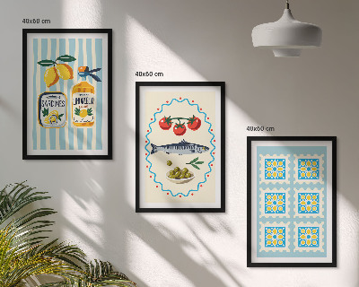 Billedvæg inspiration Illustrationer af køkken i middelhavsstil