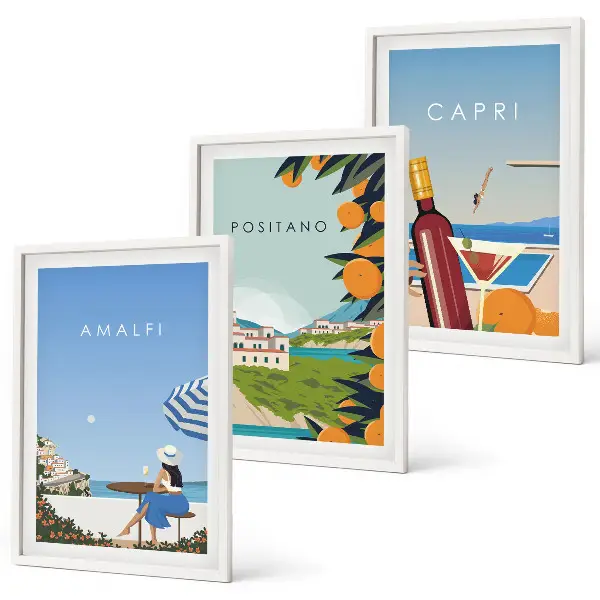 Billedvæg med inspiration fra Amalfi, Positano og Capri