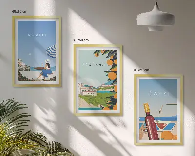 Billedvæg med inspiration fra Amalfi, Positano og Capri