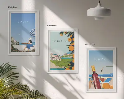 Billedvæg med inspiration fra Amalfi, Positano og Capri