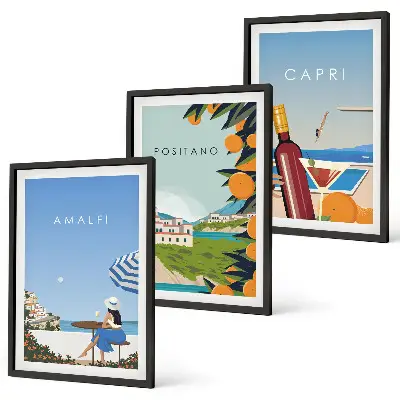Billedvæg med inspiration fra Amalfi, Positano og Capri
