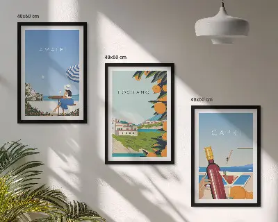 Billedvæg med inspiration fra Amalfi, Positano og Capri