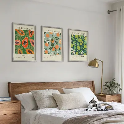 Vintage frugtplakater inspiration til billedvæg