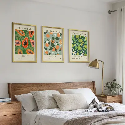 Vintage frugtplakater inspiration til billedvæg