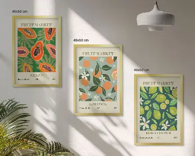 Vintage frugtplakater inspiration til billedvæg