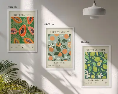 Vintage frugtplakater inspiration til billedvæg