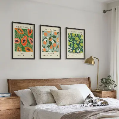 Vintage frugtplakater inspiration til billedvæg