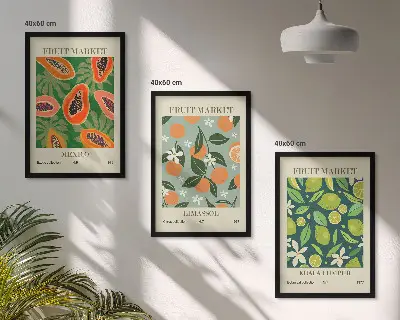 Vintage frugtplakater inspiration til billedvæg