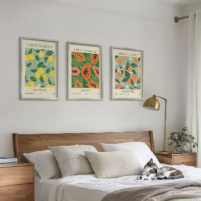 Plakatsæt til soveværelset citroner og papaya