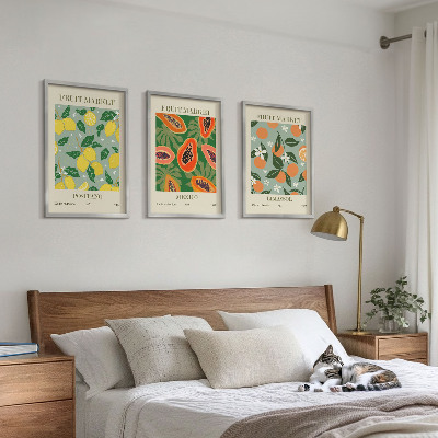 Billedsæt til soveværelset Frugtplakater citroner papaya
